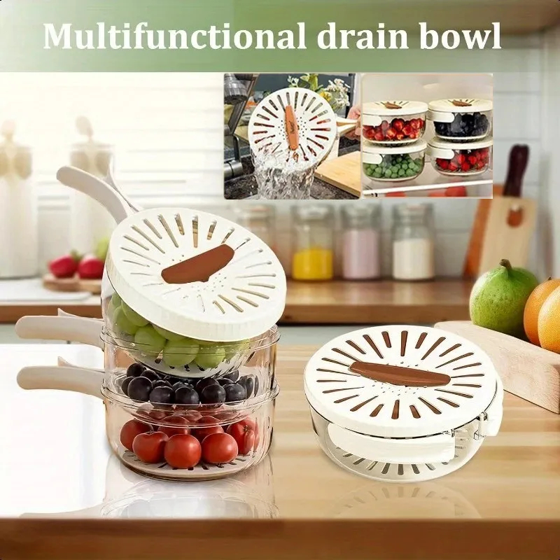 Multi-functional vegetable and fruit cleaning basket folding drainage storage box