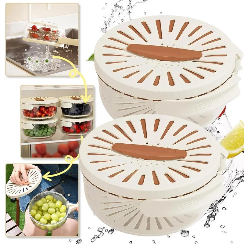 Multi-functional vegetable and fruit cleaning basket folding drainage storage box