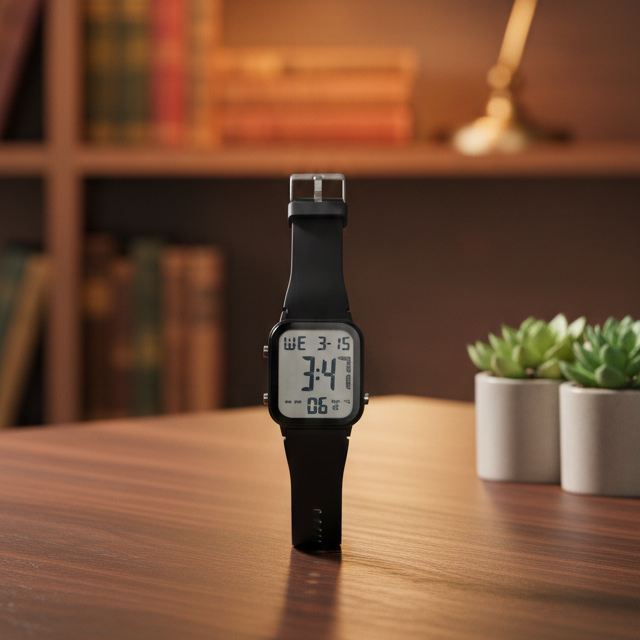 Digital sports watch with waterproof design, LED display, stopwatch and alarm for men and women