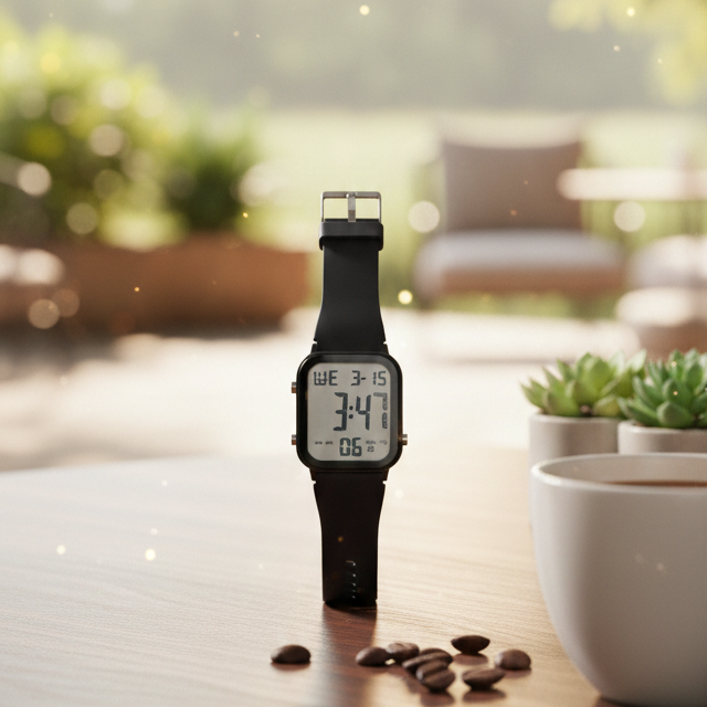 Digital sports watch with waterproof design, LED display, stopwatch and alarm for men and women