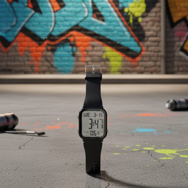 Digital sports watch with waterproof design, LED display, stopwatch and alarm for men and women