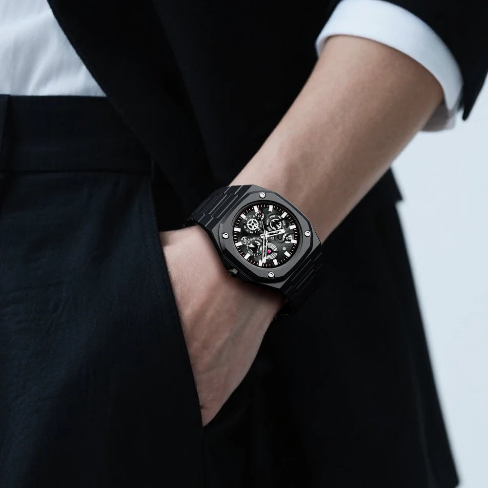 Premium black stainless steel waterproof men’s watch multi dial design