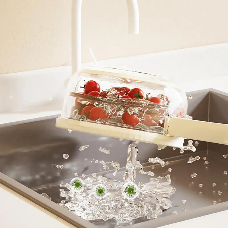 Multi-functional vegetable and fruit cleaning basket folding drainage storage box