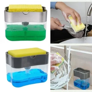 2 in 1 kitchen soap dispenser with sponge dishwashing soap pump holder