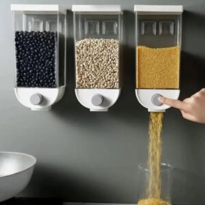 1500ml self adhesive wall mounted grain dispenser rice and dry food storage box